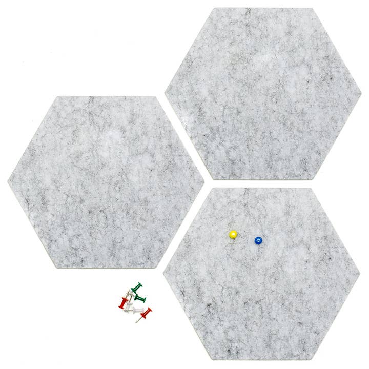 Zelfklevend vilten prikbord (set van 3) - Hexagon/lichtgrijs voor wholesale door Funky Felt