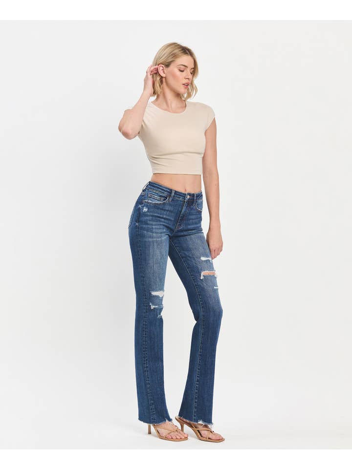 POPLAR PATH HIGH RISE RAW HEM BOOTCUT JEANS LV1485 for wholesale on Faire5