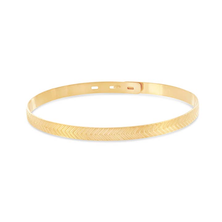 Chevron yellow gold plated bangle for wholesale by Enomis