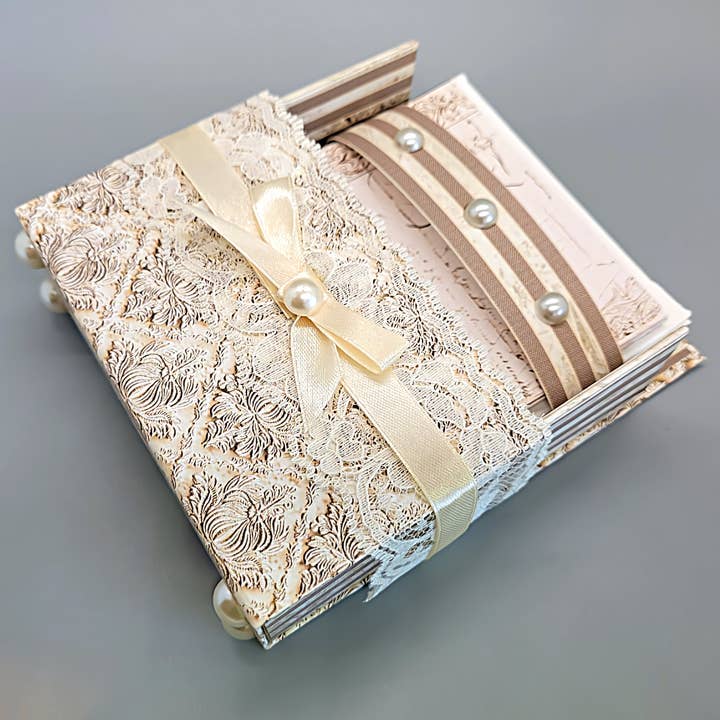 Chic Brico - Wholesale Stationery/Notecard Set - 42-Pc Stationery Gift Box Set w/Desk Organizer, Ivory & Lace1
