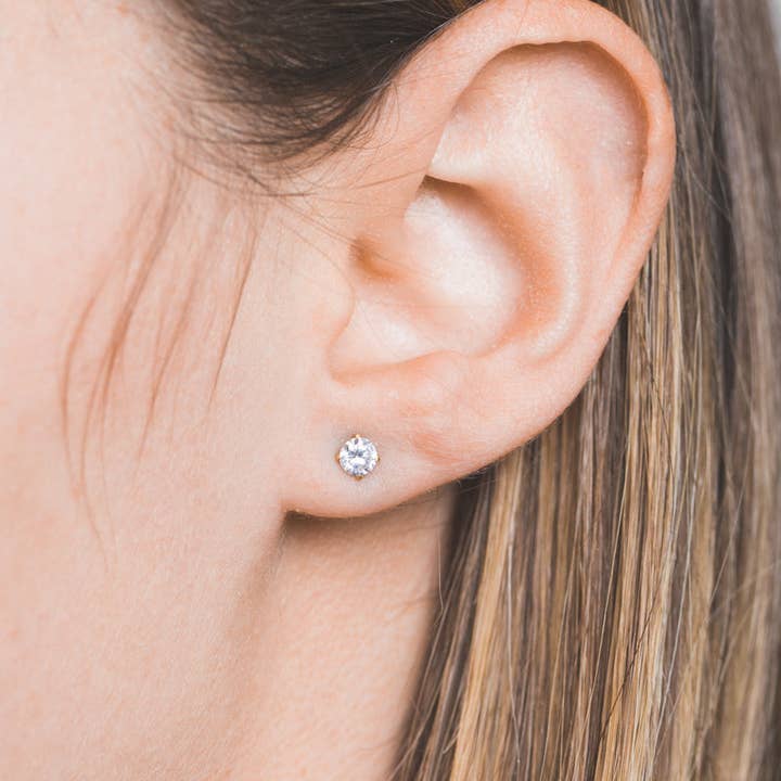 Lovoda - Wholesale Stud/Post Earrings - Single Stone Stud Earrings (14K)
