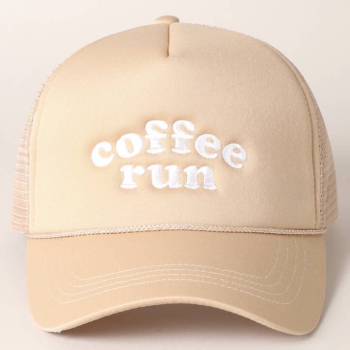 Fashion City - Wholesale Trucker Hat - Women's - Coffee Run Embroidered Trucker Cap