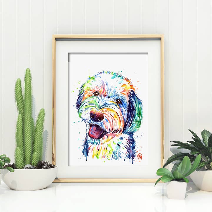 Whitehouse Art - Wholesale Art Print - Sheepadoodle Art Print - Modern Dog Art, Sheepdog, Doodle3