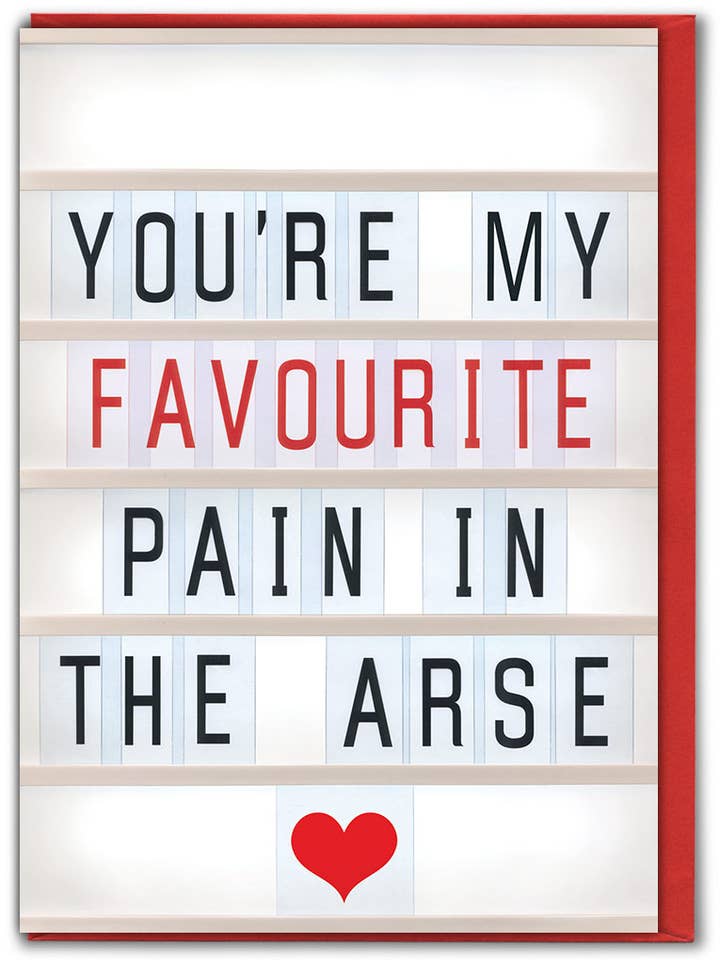 Funny Valentines Card - Pain In My Arse for wholesale by Brainbox Candy
