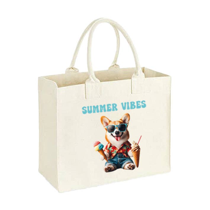 Canvas Bag - Summer Vibes Corgi for wholesale by Purrfect Friends