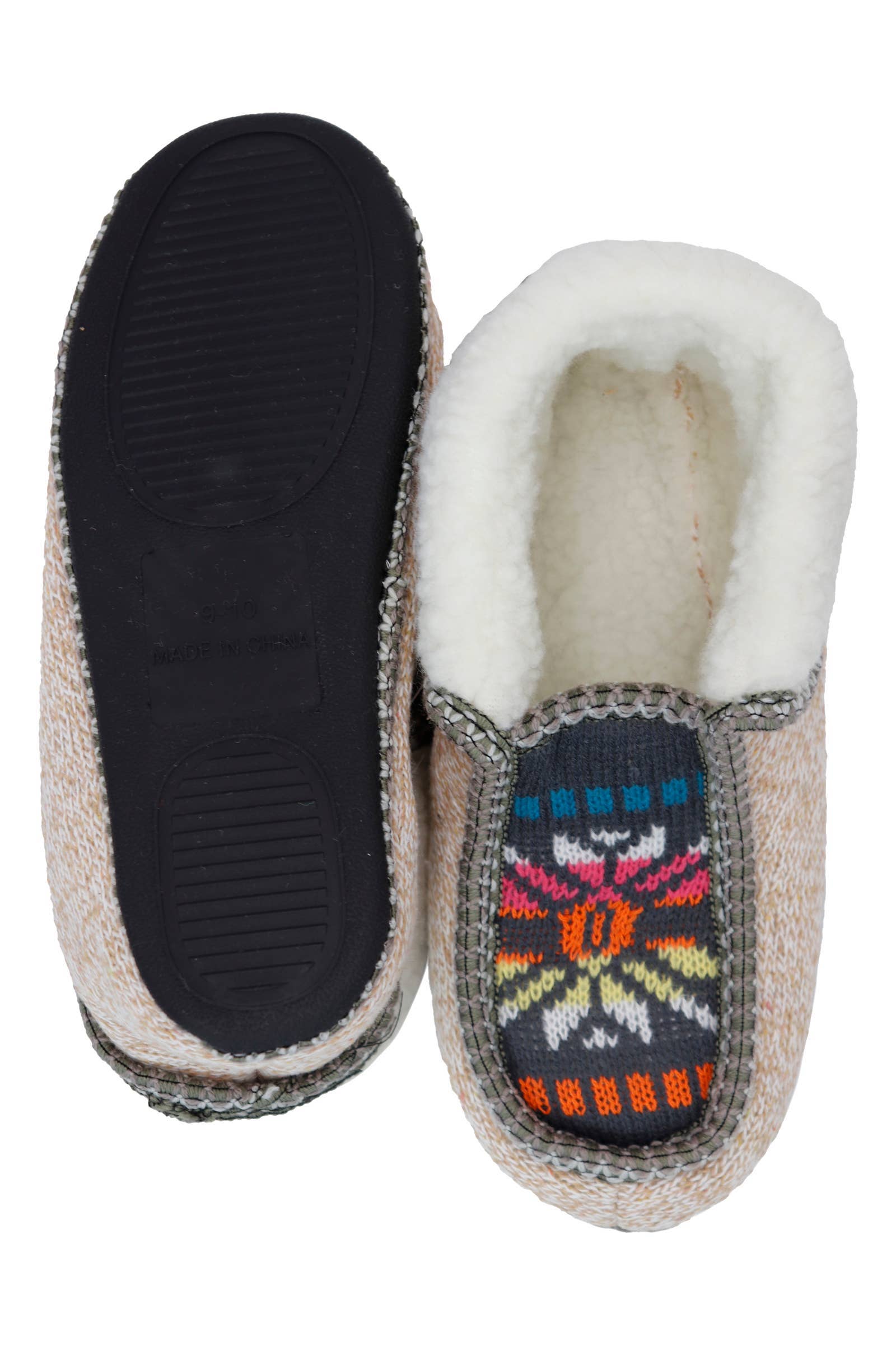 ASSORTED Boho Multi-tribal Shearling Lined Moccasin Slippers for wholesale on Faire10