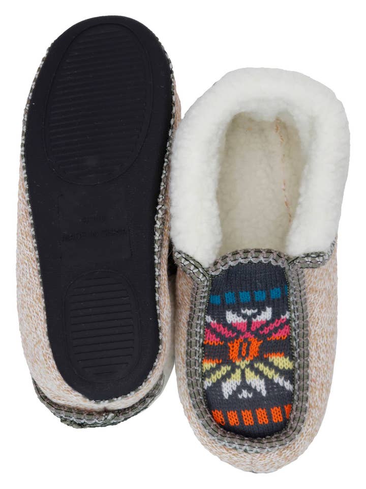 ASSORTED Boho Multi-tribal Shearling Lined Moccasin Slippers for wholesale on Faire10
