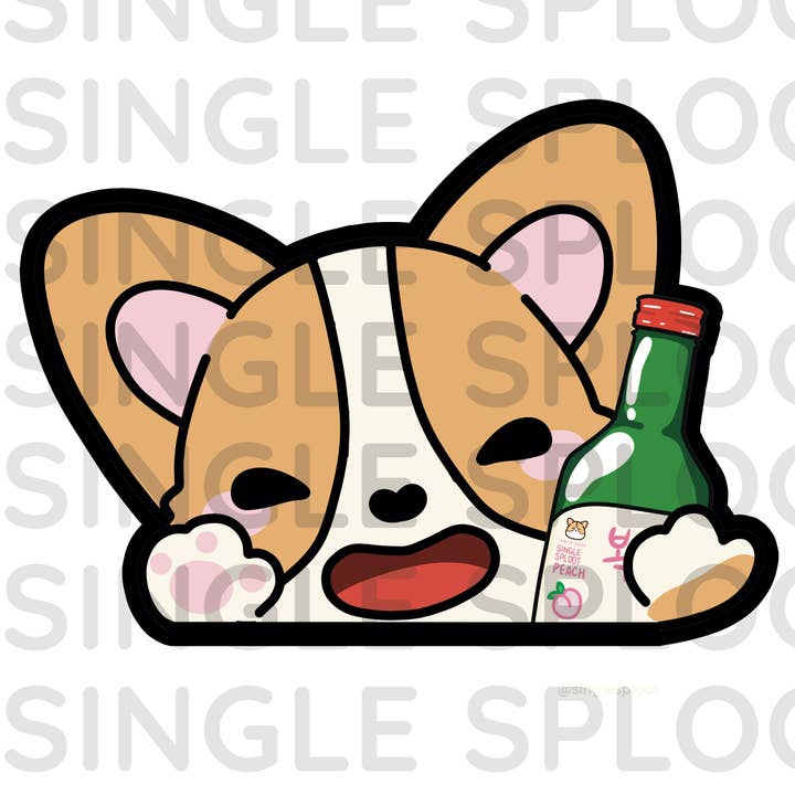 Corgi Soju Peeker Mærkat - Rød for engroshandel hos Single Sploot