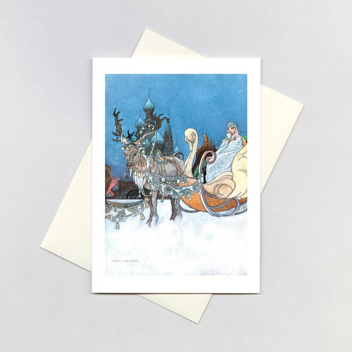 Laughing Elephant – postal de Natal por atacado – Rena e Rainha das Neve - Cartão de Natal