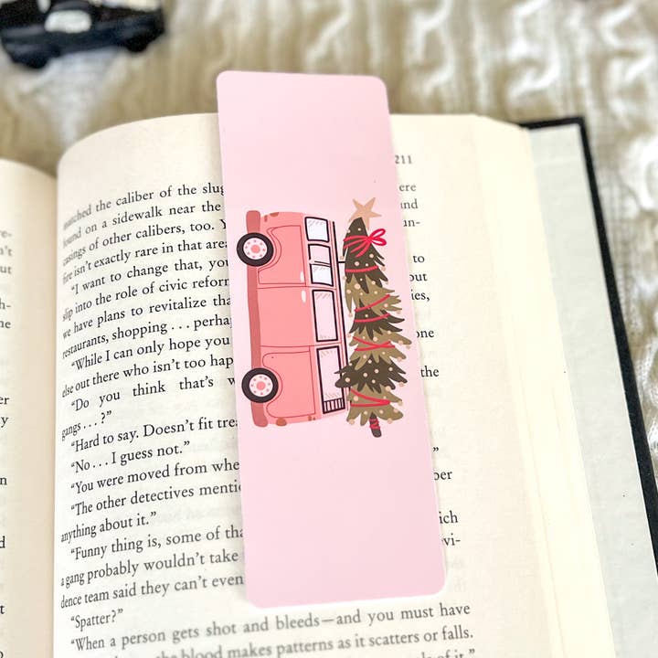 Little Turkey Shoppe - Wholesale Bookmark - Retro Pink Van Christmas Bookmark Set