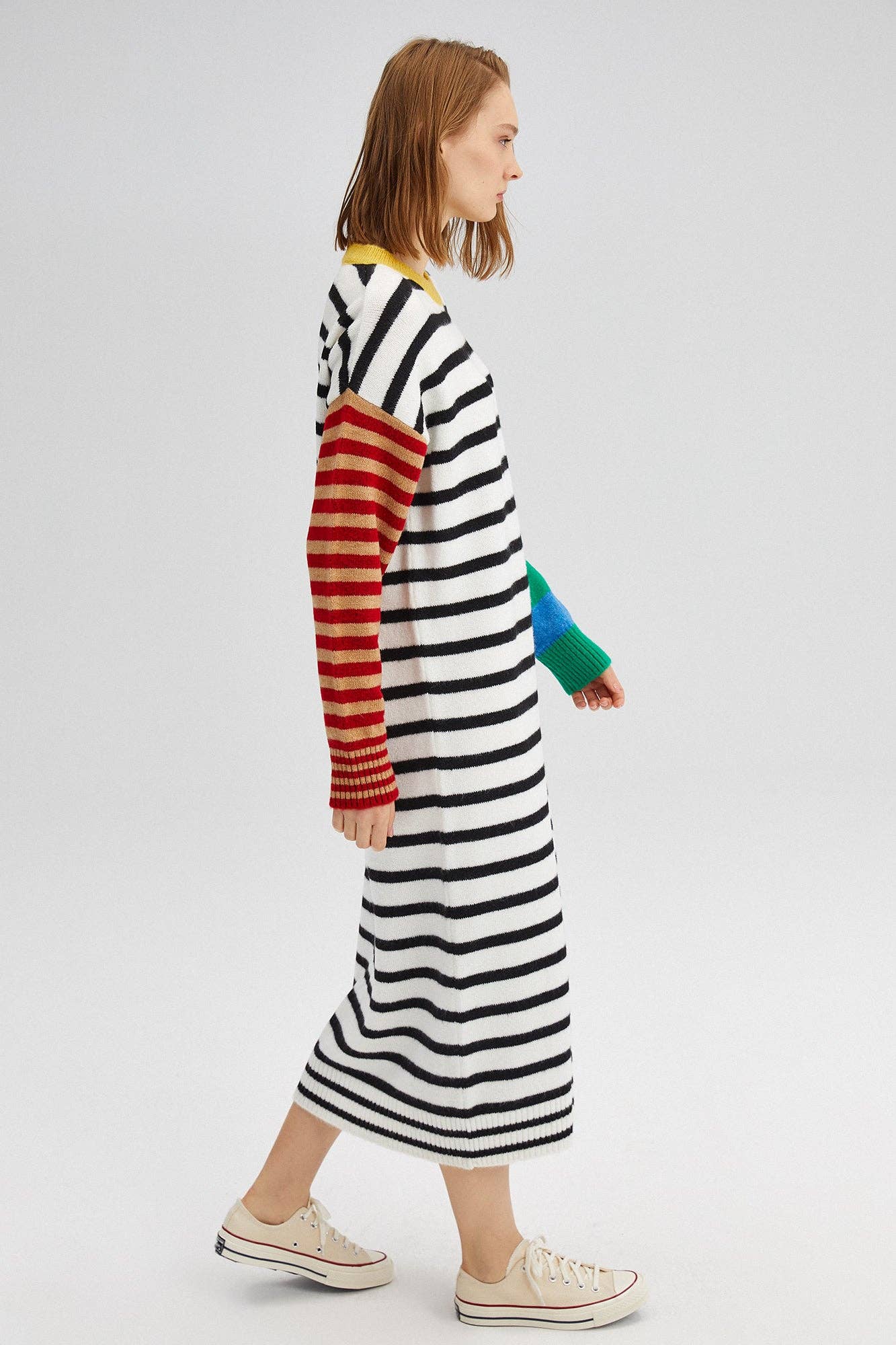 Ecru Colorblock Striped Knit Sweater Dress  for wholesale on Faire1