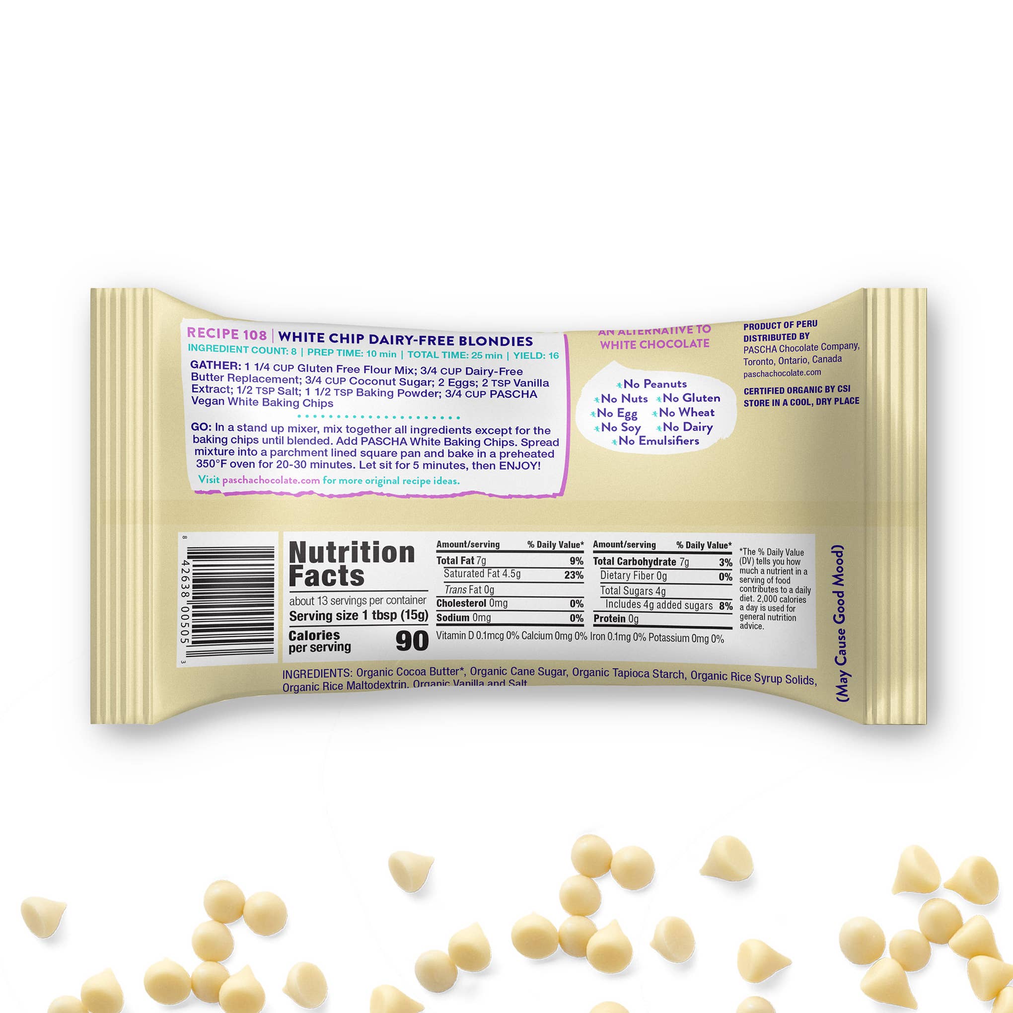 Pascha Chocolate Company - Wholesale Baking Chocolate - Organic Vegan White Baking Chips1