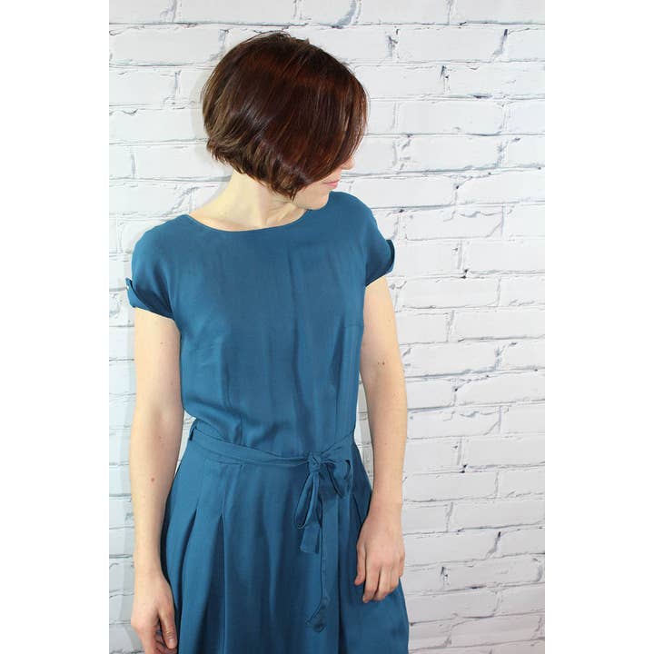 Eglantine et Zoé - Wholesale Fabric - Petrol Blue Viscose Crepe Fabric6