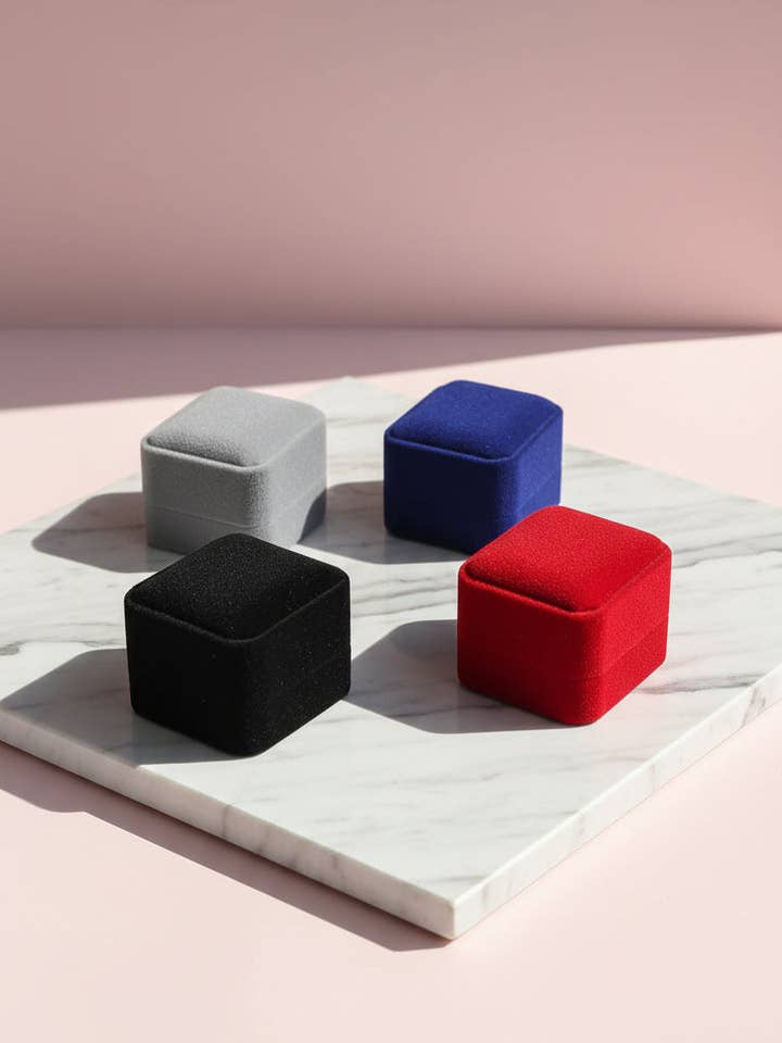 Pack Of 20 Luxury Velvet Hinged Ring Jewellery Gift Box Packaging for wholesale by Arya Jewellery Wholesale