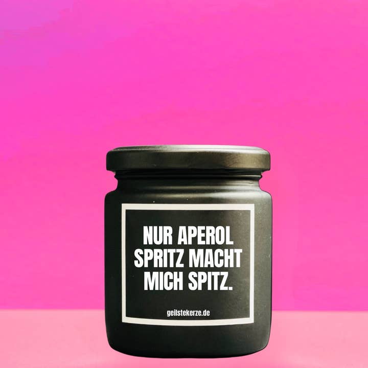 Geurkaars | ALLEEN APEROL SPRITZ MAAKT ME GEIL. voor wholesale door geilstekerze