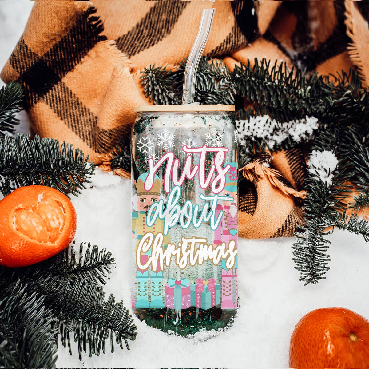 Gia Roma - Wholesale Drinking Glass/Cup - Vintage Christmas Glass Cups with Straw, Kitchen Decoration70