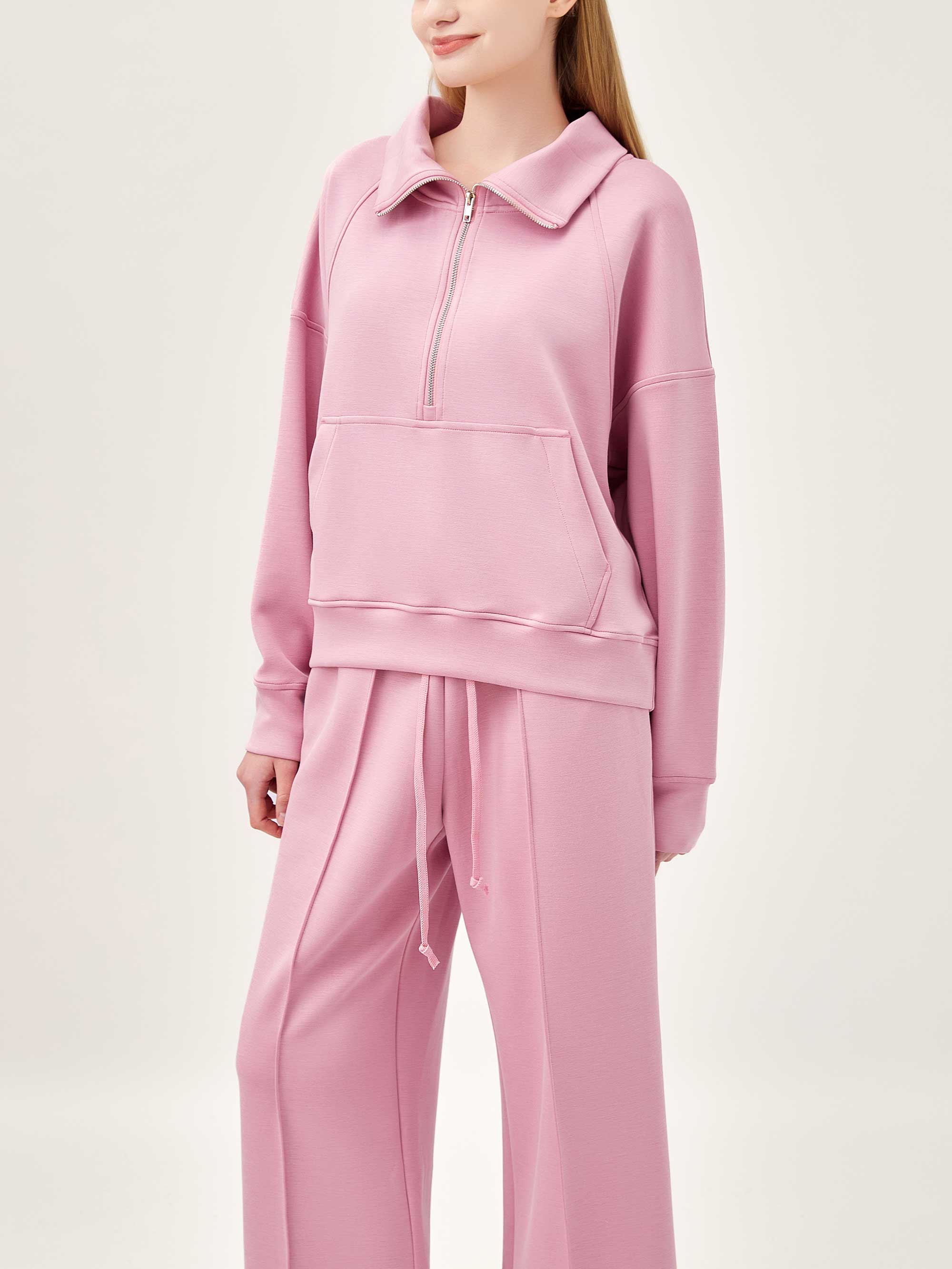 Lyserød STYBB Half-Zip Sweatshirt Sæt - Pink for engroshandel på Faire2