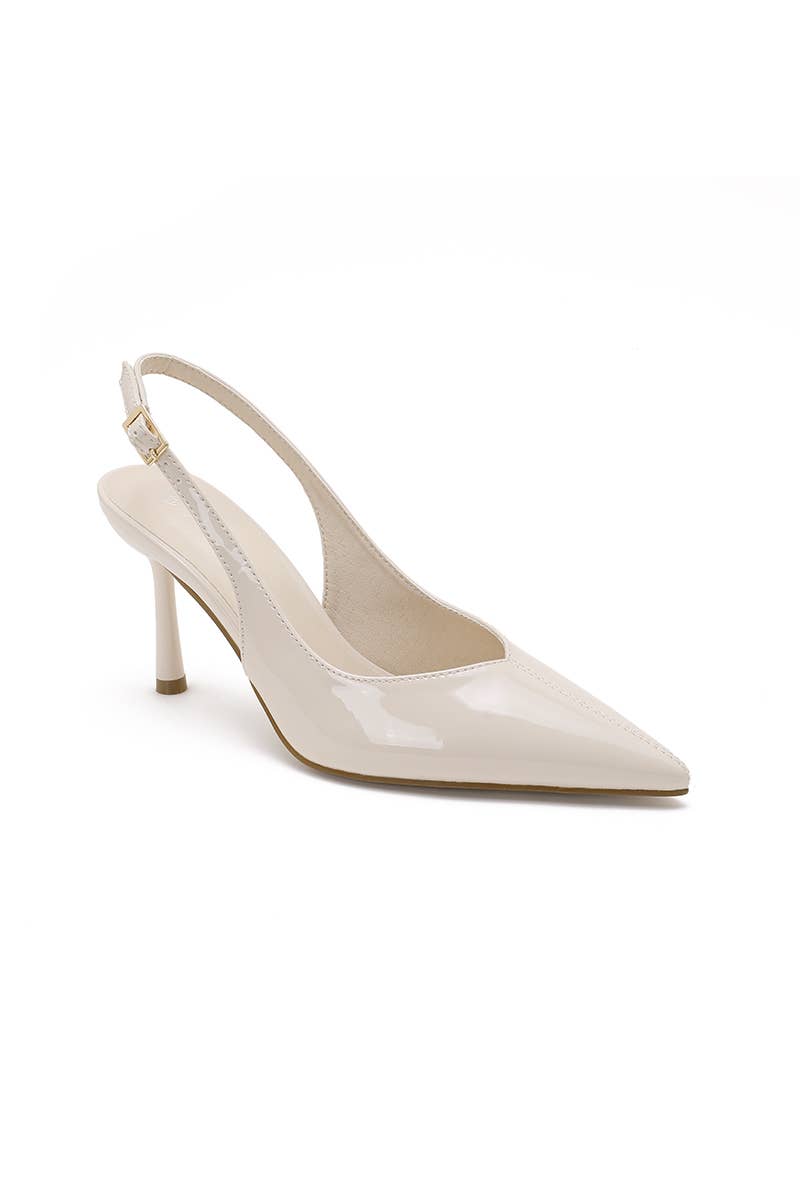 Joia Paris - Wholesale Low Heels - Women's - Patent pointed-toe slingback pump, thin heel H8-1011E4