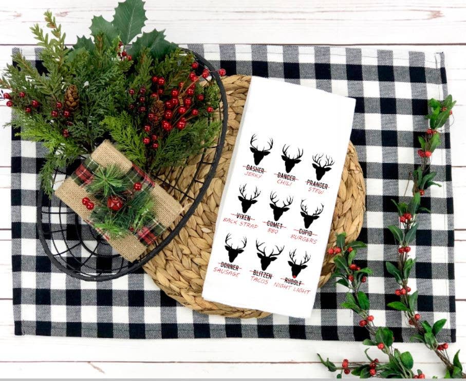 Maple Leaf Market – wholesale Tea towel – Reindeer Meat Funny Christmas Kitchen Towel