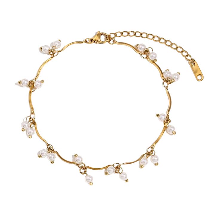 Ankle bracelet classic pearls for wholesale by Rosies
