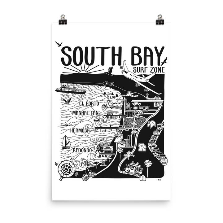 Poster Mappa SOUTH BAY per la vendita all'ingrosso da parte di Distant Local