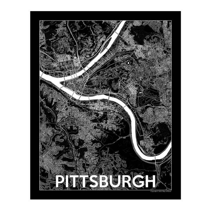 Pittsburgh, Pennsylvania Map, Black and White Modern Map! for wholesale by Map of Home