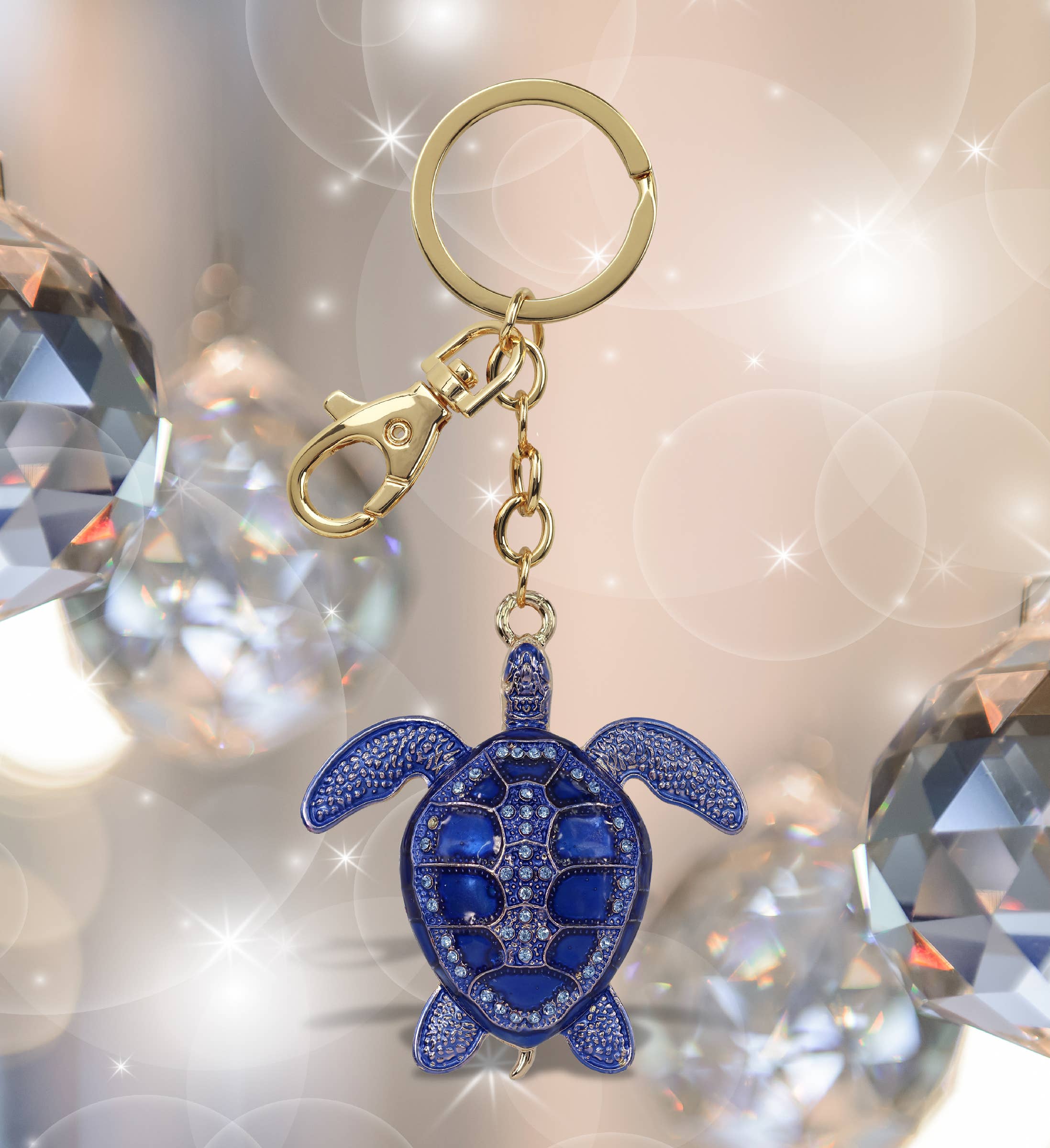 Cota Global - Wholesale Keychain - Unisex - Gold Sparkling Charms - Blue Sea Turtle3