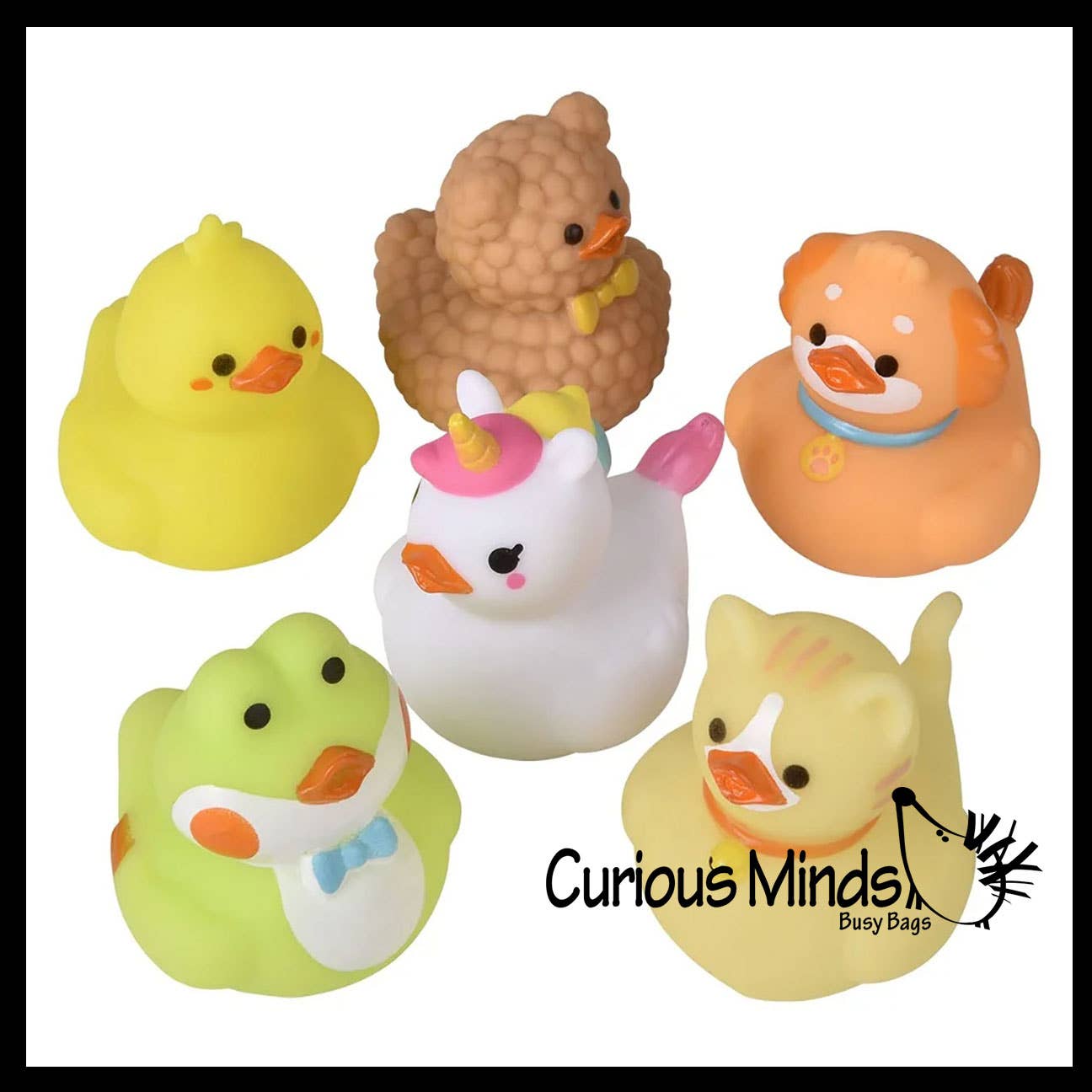 Curious Minds Toys – wholesale Bath toy – Baby – 1 Cute Spring Animal Shaped Kawaii 2" Rubber Ducks - Rubber 7