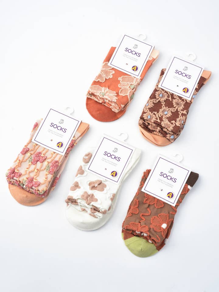 Funkyrel® Atzbranding Limited - Wholesale Socks - Women's - Rufia - Orange Embossed Women's Socks3