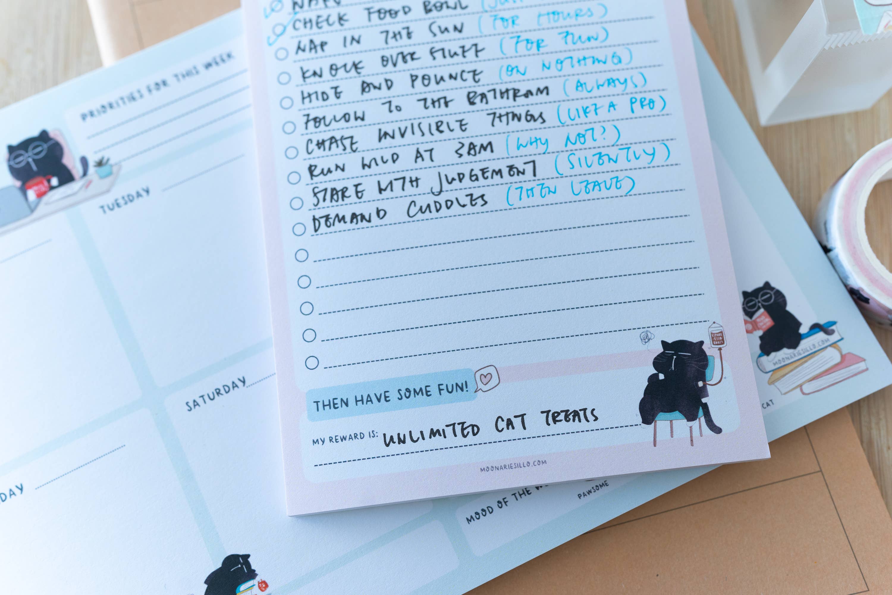 Moonaries illo - Wholesale Notepad - (Do not want) to do list- funny black cat to do list6