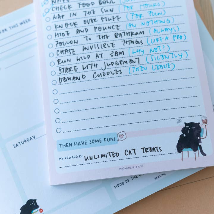 Moonaries illo - Wholesale Notepad - (Do not want) to do list- funny black cat to do list6