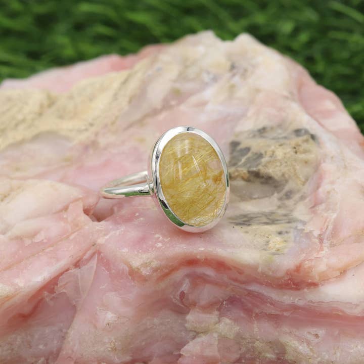 Jay Jools - Wholesale Cocktail/Statement Ring - Rutilated Quartz Ring: 925 Silver Handmade Gemstone Jewelry4