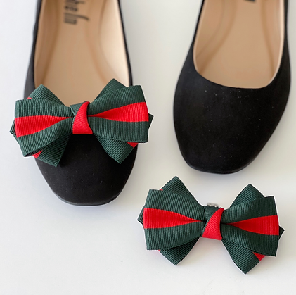 Melissa Velia – wholesale Shoe accessories – Red and Green Bow Shoe Clips1