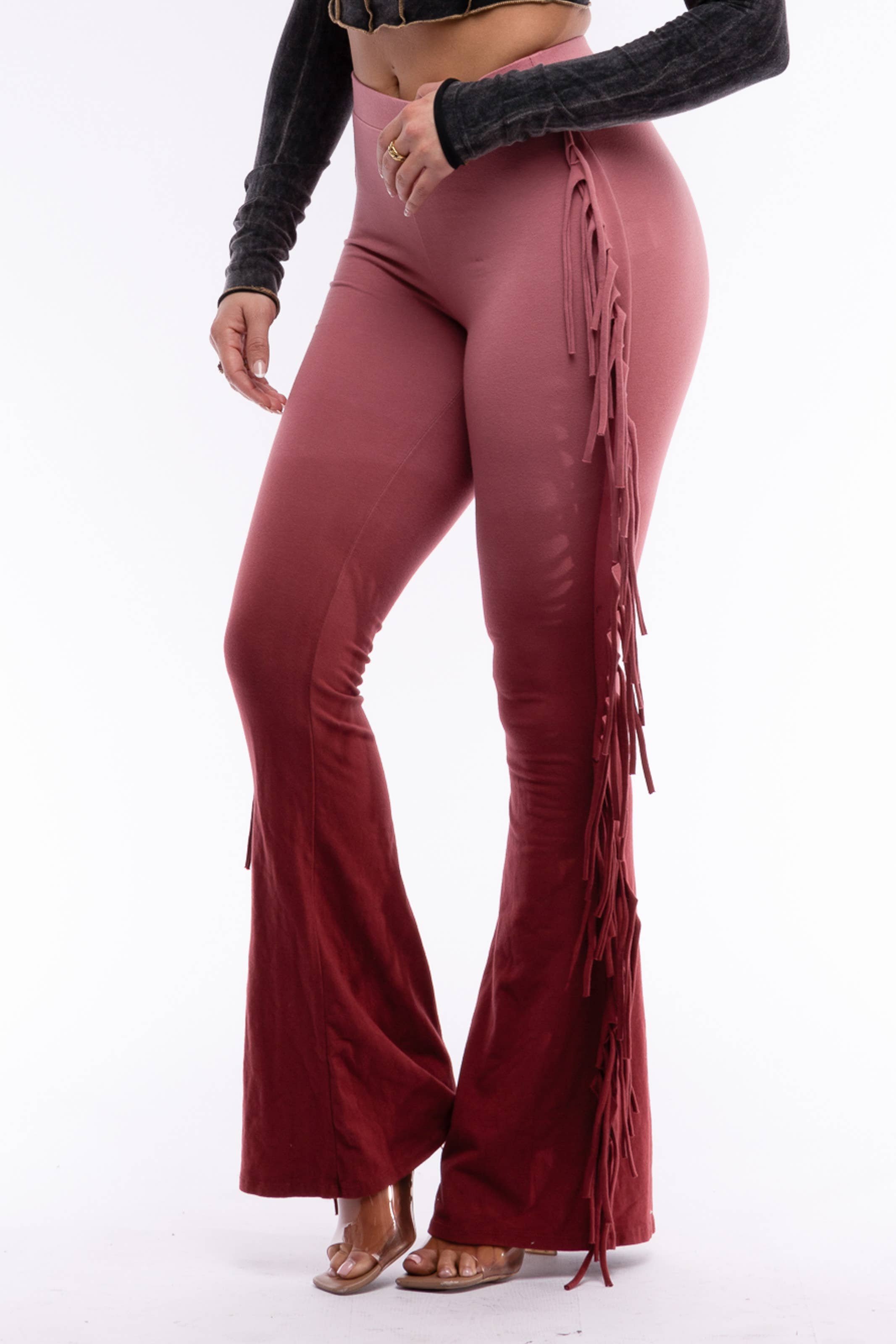 K Too - Vendita all'ingrosso Pantalone - Donna - Pantaloni svasati PLUS SIZE con frange lavabili a immersione5