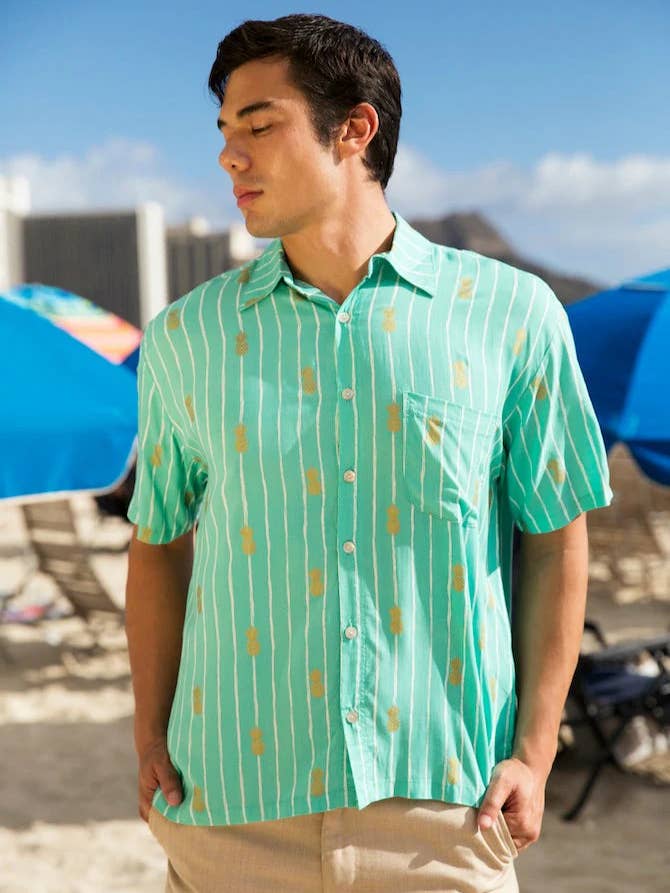 Camisa hawaiana de piñas para hombre para venta al por mayor de Angels by the Sea Hawaii