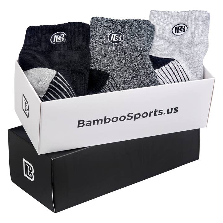 Bamboo Sports - Vendita all'ingrosso Calzini - Uomo - Confezione regalo Premium Bamboo Rayon Quarter Crew Socks3