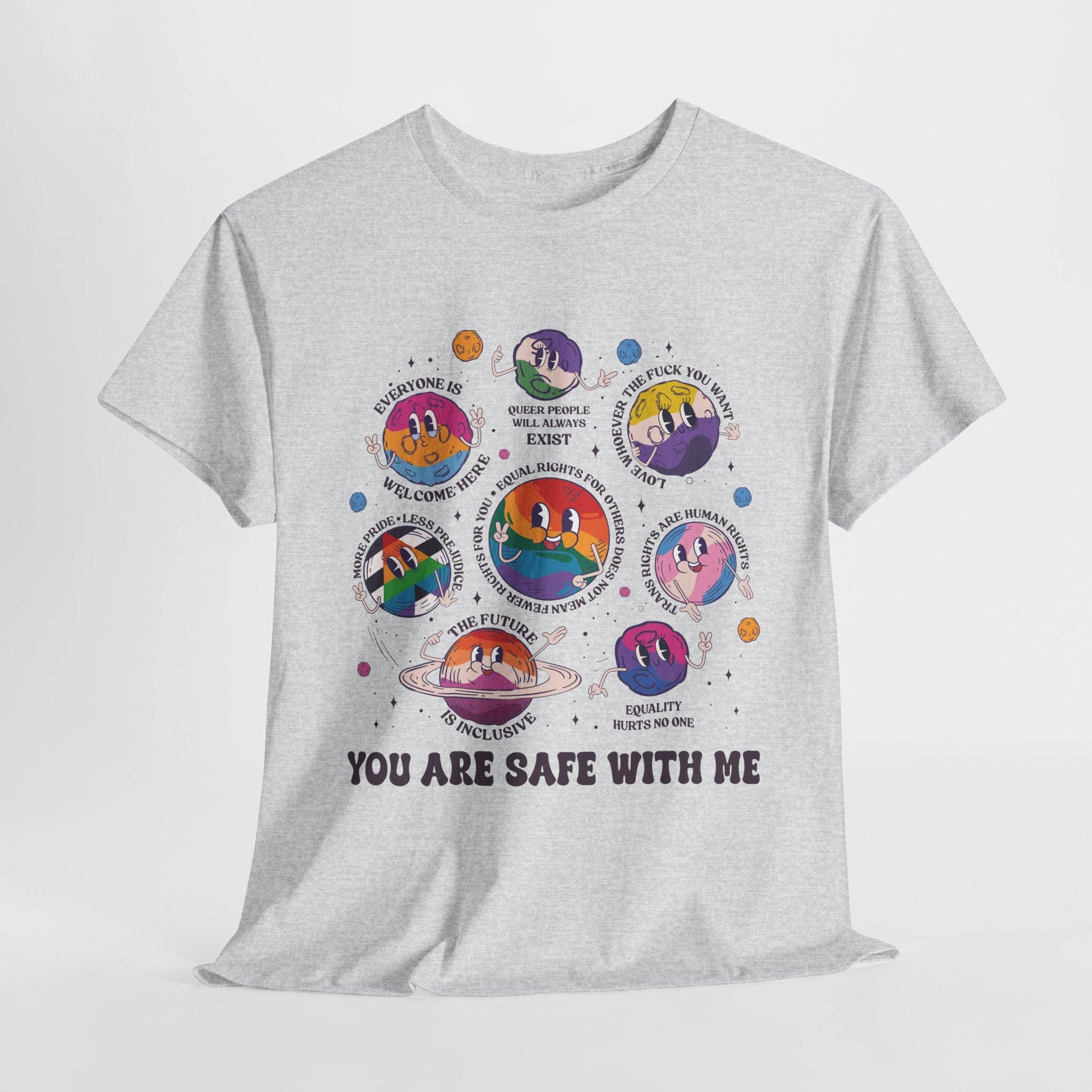 Kennidi Co. - Wholesale Screen Printed T-Shirt - Unisex - You Are Safe With Me- LGBTQIA+ Ally T-shirt1