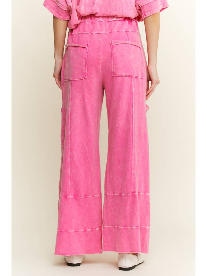 J.Her - Wholesale Pants - Women's - BEST Mineral Wash Wide leg Cropped pants HP552410