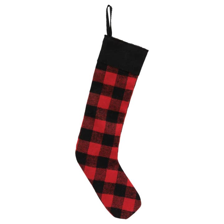 Red & Black Buffalo Check Fabric Stocking Ornament for wholesale by The Hearthside Collection