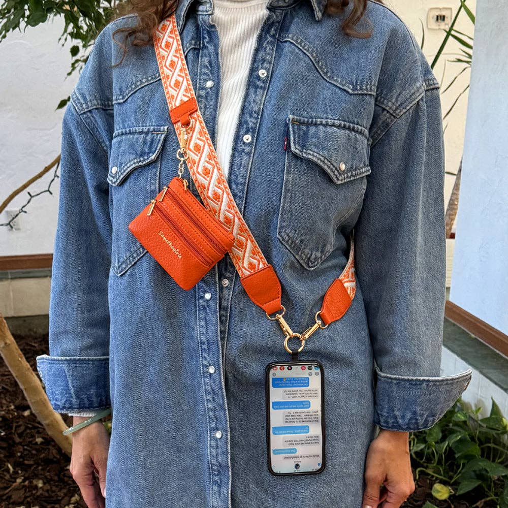 Save The Girls - Vente Étui portefeuille pour téléphone – femme - Sangle Clip & Go avec Pochette Zippée XOXO1