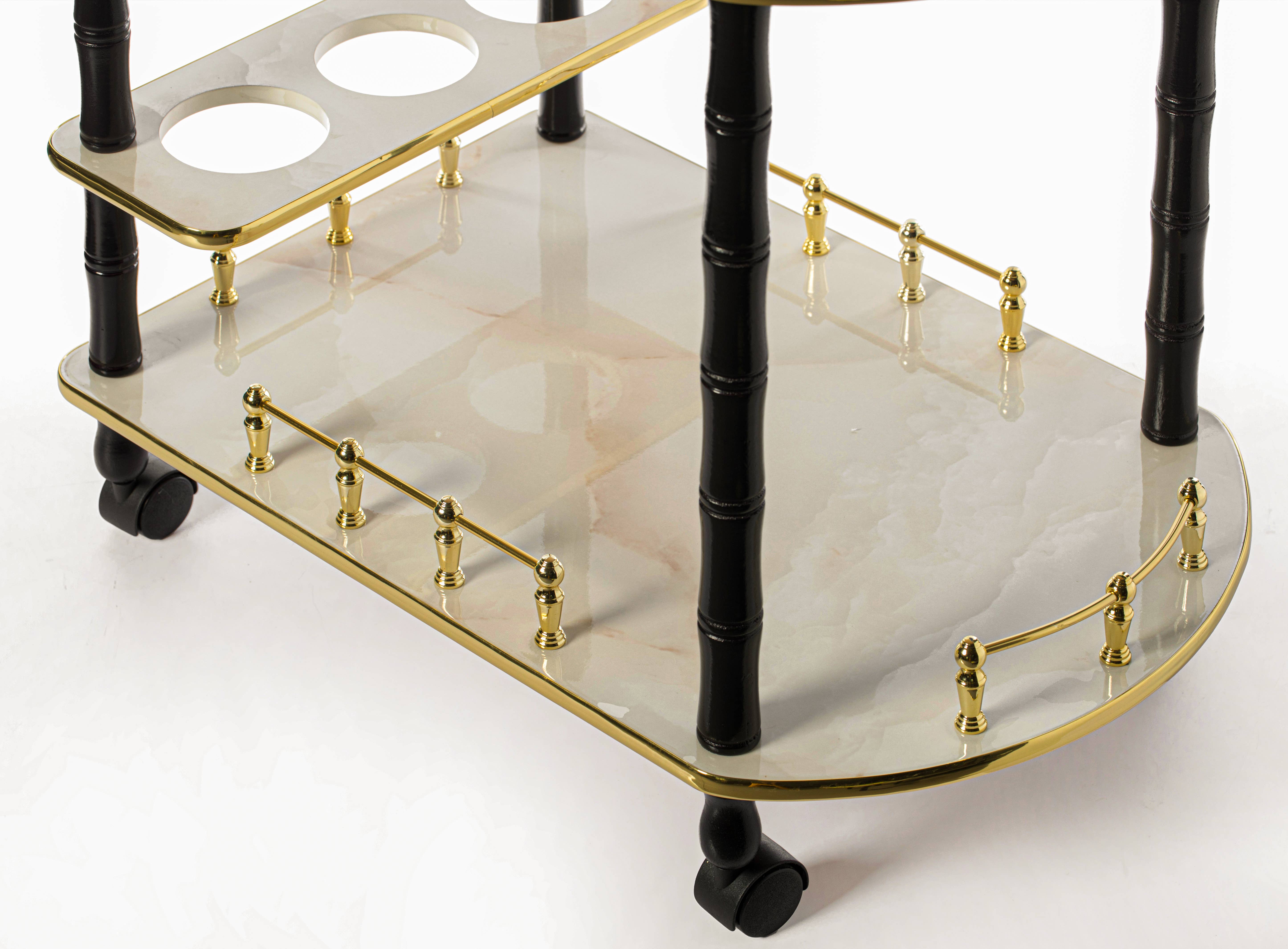 Quickway Imports - Vente Chariots de bar - Desserte roulante à thé avec 2 étagères et roulettes3