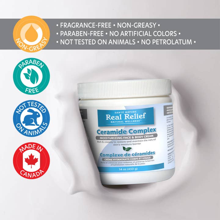 homeolab International Inc - Vente Crème hydratante pour le visage - Crème hydratante Real Relief Ceramide Complex 14 oz3
