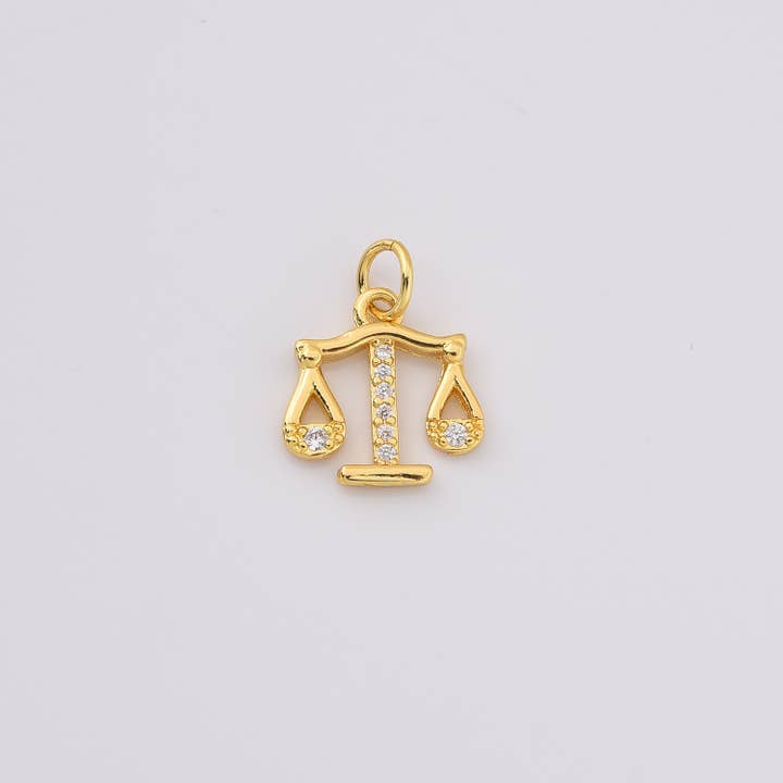 Beads Creation - Wholesale Individuele bedel/hanger - Goudgevulde Weegschaal Bedel, CZ Dierenriem Hanger Cadeau, CP2230