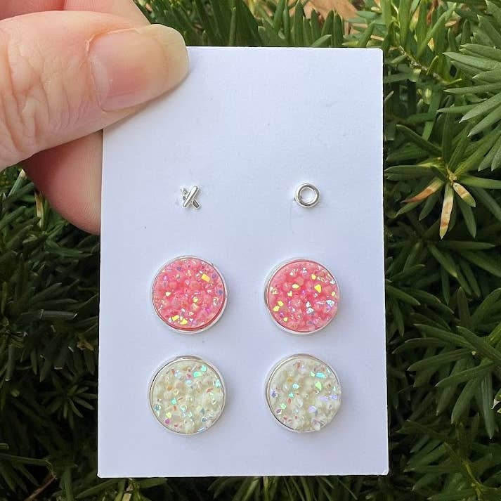 Baubles by B - Wholesale Jewelry Set - XO Sweetheart Stud Earring Druzy Trio Valentines Day