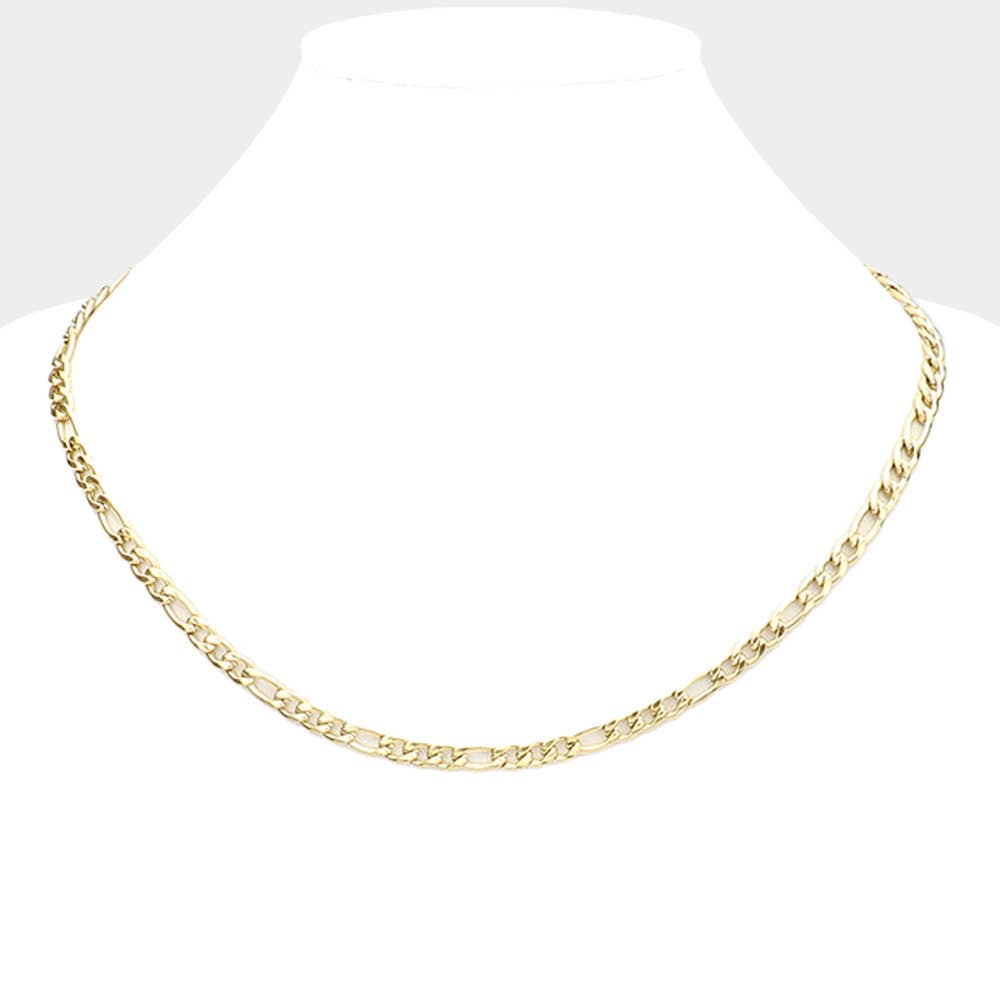 Sensibling Corp. - Wholesale Link & Chain Necklace - 16 INCH, 4mm Stainless Steel Figaro Chain Necklace4