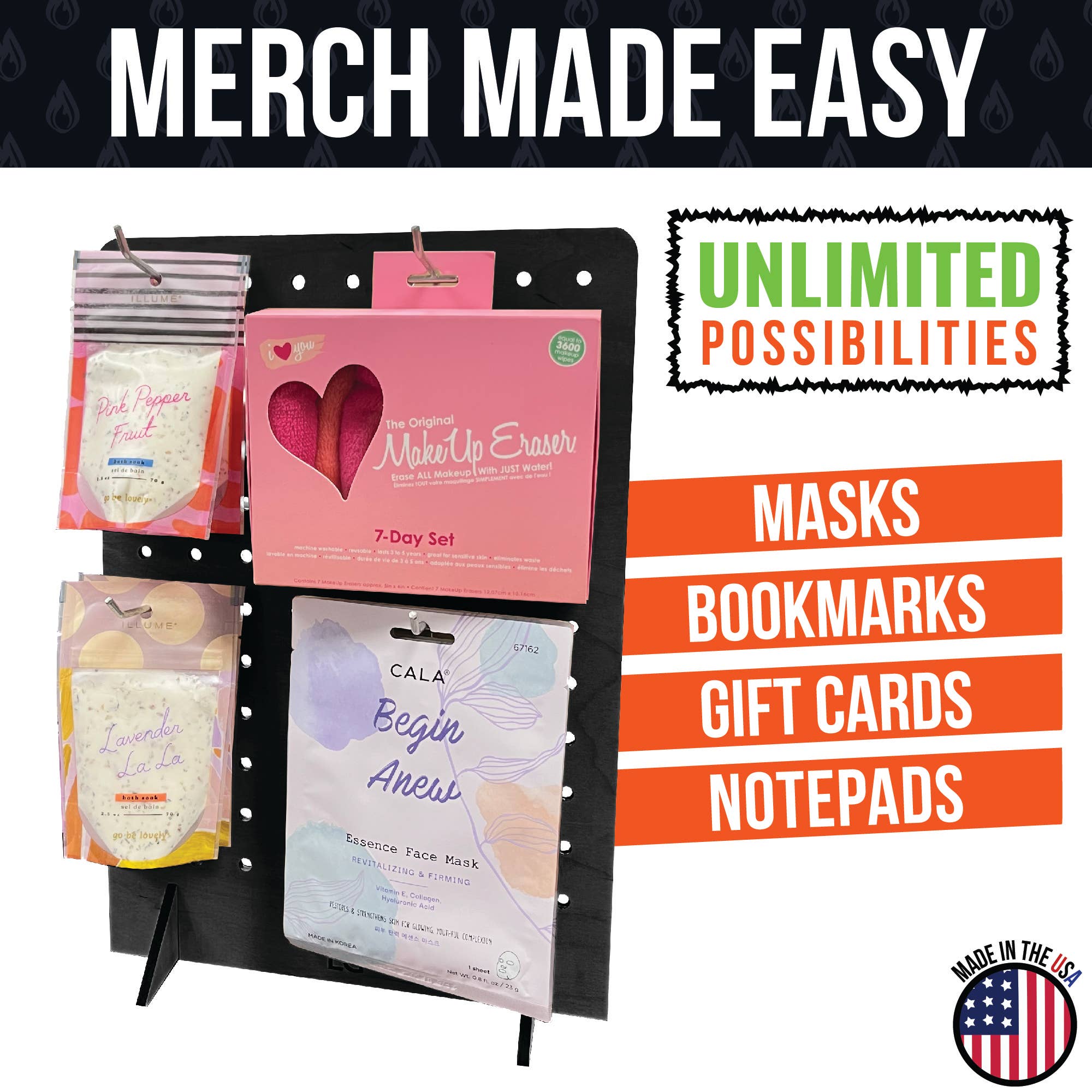 Torched Displays – wholesale Retailer display stand/case – Pegboard Display - Various Sizes and Colors35