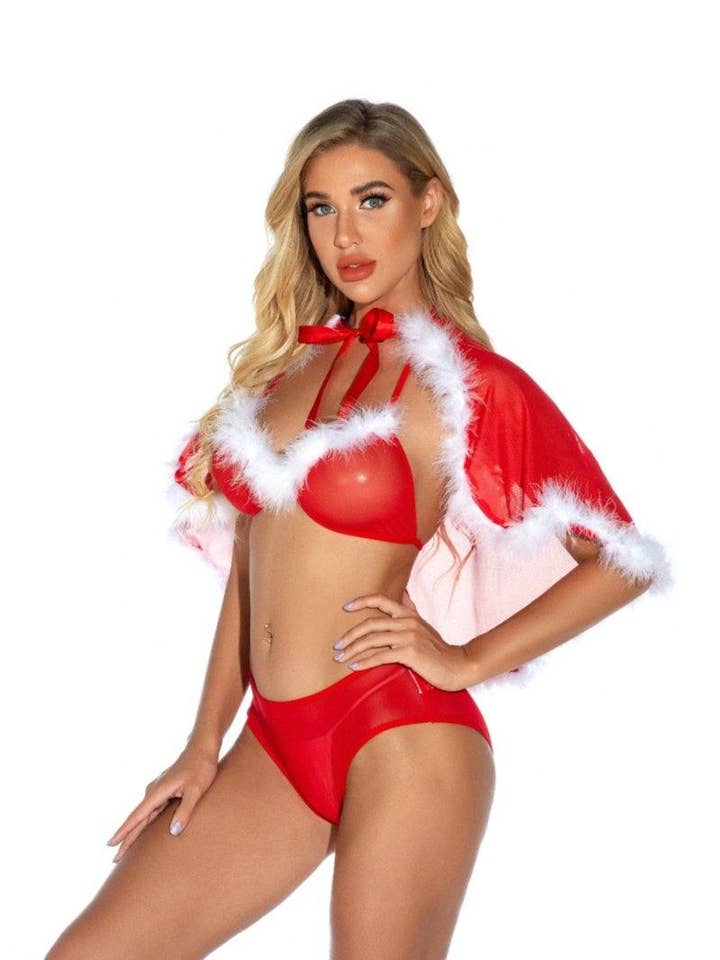 La Belle Fantastique Annabelle | Sexy Christmas Lace Nightdress With Cape | Christmas Nightgown | Christmas Lingerie | Christmas Gift For Women's for wholesale by La Belle Fantastique