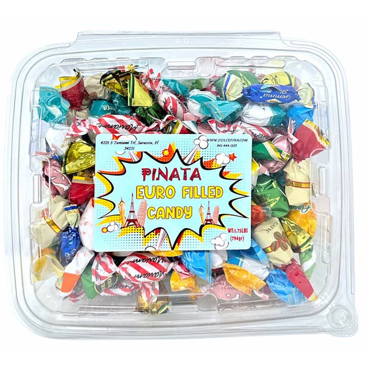 Dulcefina Chocolate and Sweets - Wholesale Hard Candy - European Filled Assorted Candy 1.75 Ib Pinata Tub