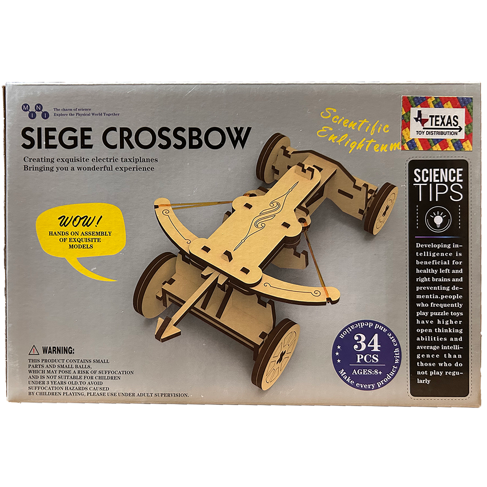 Texas Toy Distribution - Wholesale DIY Craft Kit - Kids - Wooden STEM Kit Siege Crossbow DIY Model (34 pcs)0