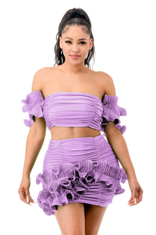 Namatt Design - Vente Ensemble haut et jupe - Femme - Haut court froncé avec manches détachées et jupe3